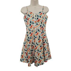 ALICE & OLIVIA Nella Button Front Mini Dress in Bird Party Size 6